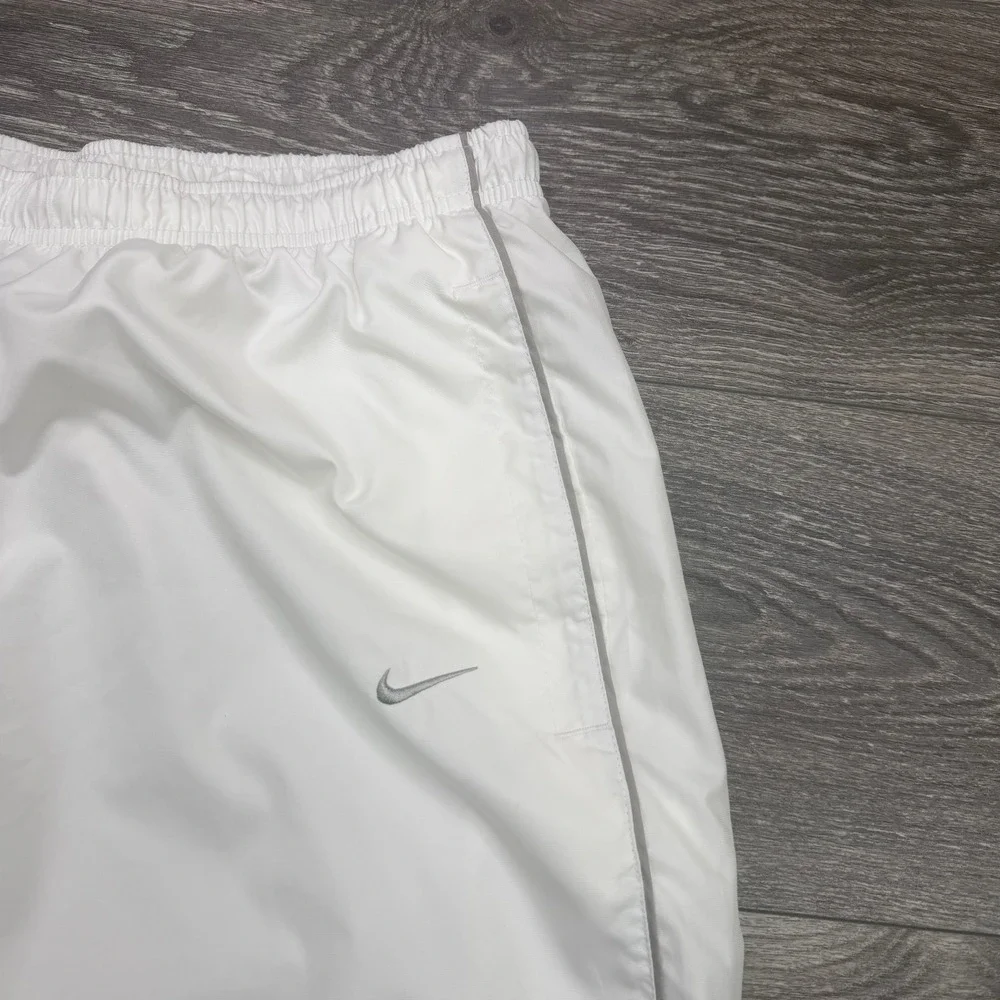 Vintage Nike Track Pants Mens Large White Baggy Ankle Zip Side Swoosh 90s Y2K